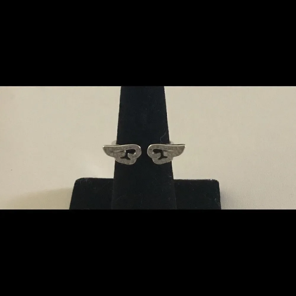 New Sparkling CZ Diamond Angel Wing Ring Sz 7-8